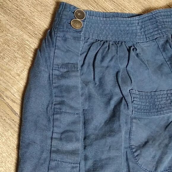 J Crew Dorrie Linen Blend Navy Button Mini Skirt 0 - Picture 3 of 6